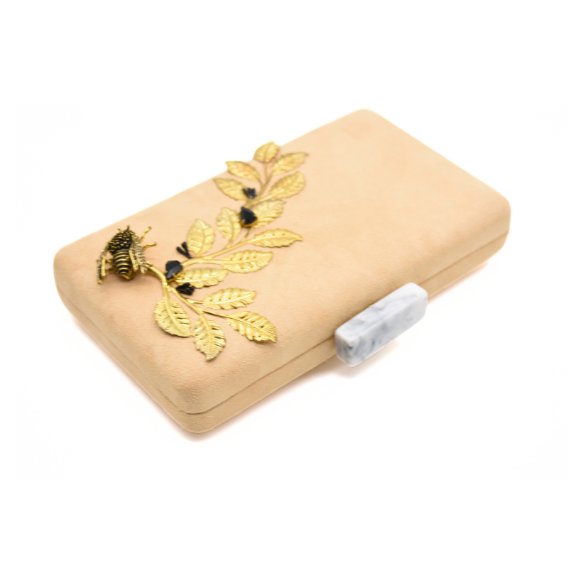 beeleaf beige clutch bag