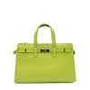 carine green leather handbag gold personalization