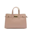 carine nude leather handbag gold personalization