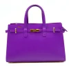 carine purple leather handbag gold personalization