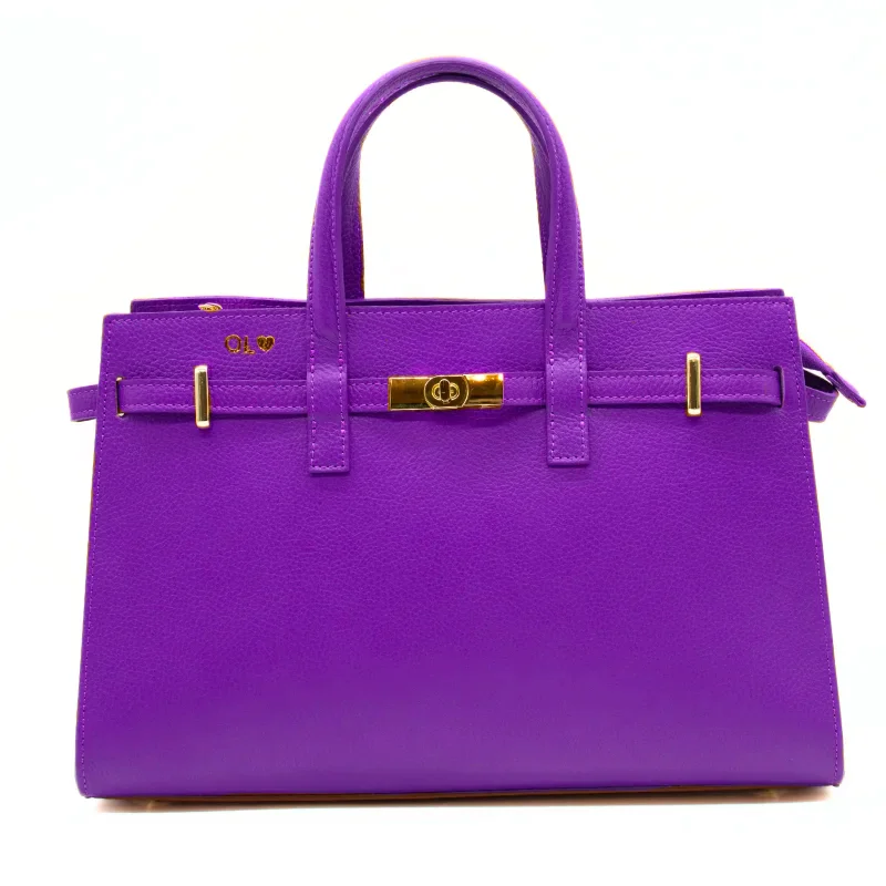 carine purple leather handbag gold personalization carine purple leather handbag gold personalization