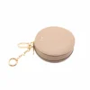 circle beige leather coin purse silver personalization