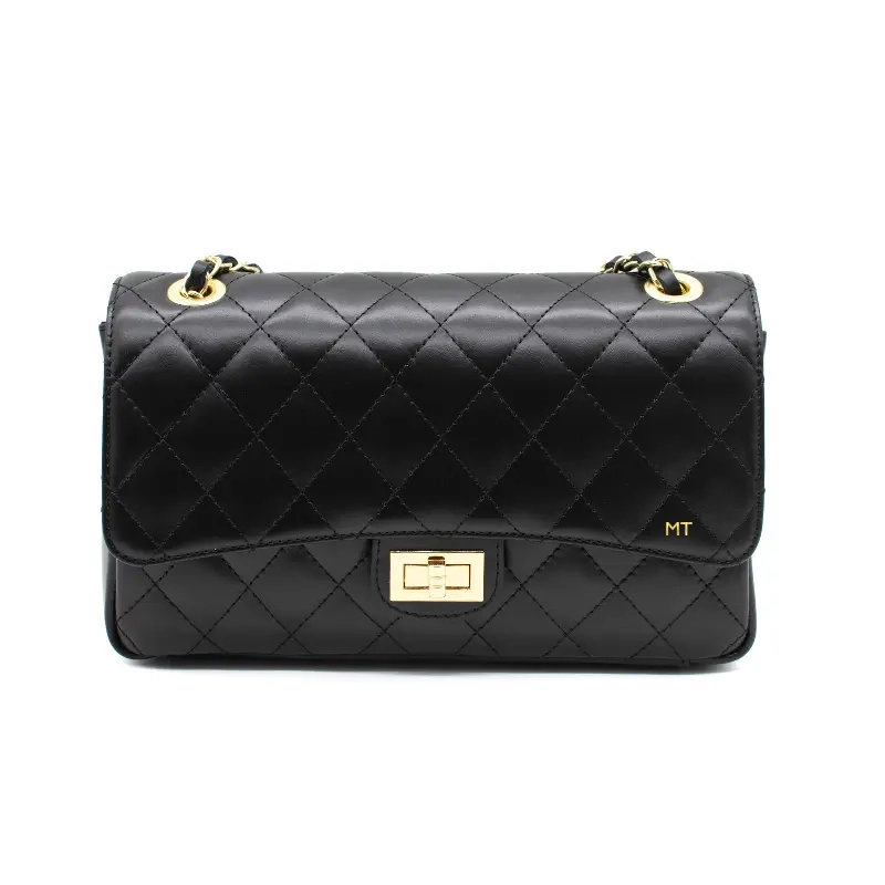 classic m black shoulder leather gold personalization