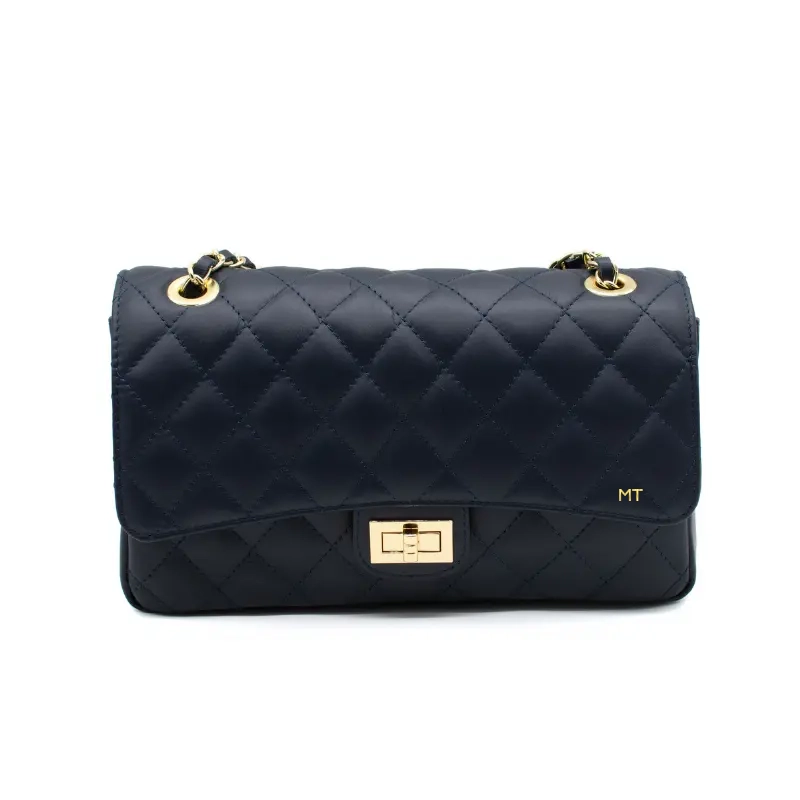 classic m blue shoulder leather gold personalization