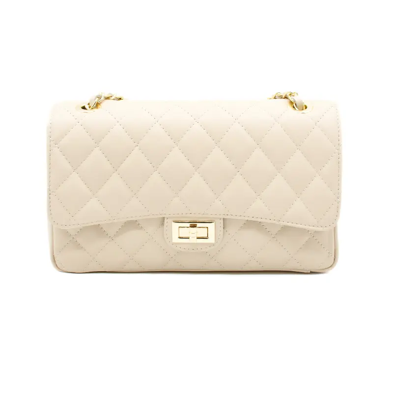 classic m light beige shoulder leather bag front