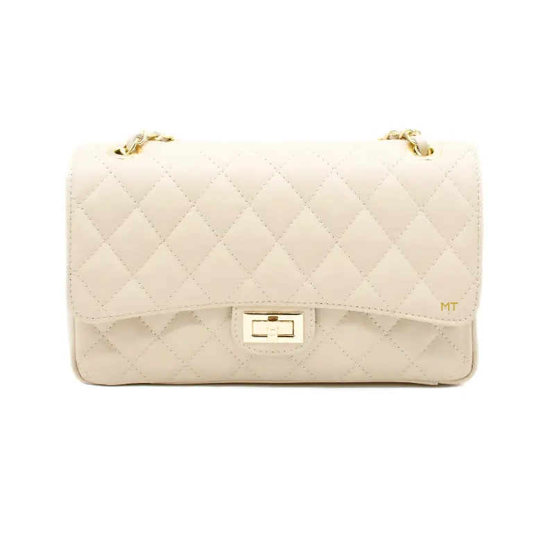 classic m light beige shoulder leather gold personalization