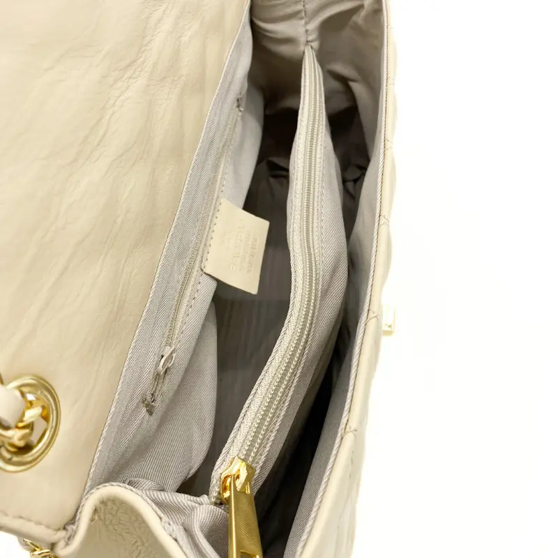 classic m light beige shoulder leather bag interior