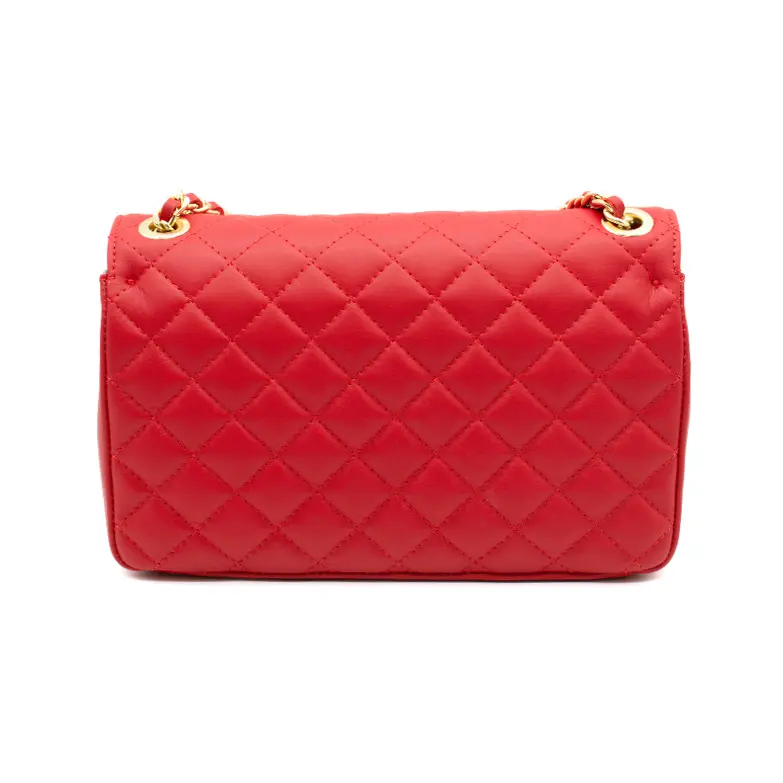 classic m red shoulder leather bag back