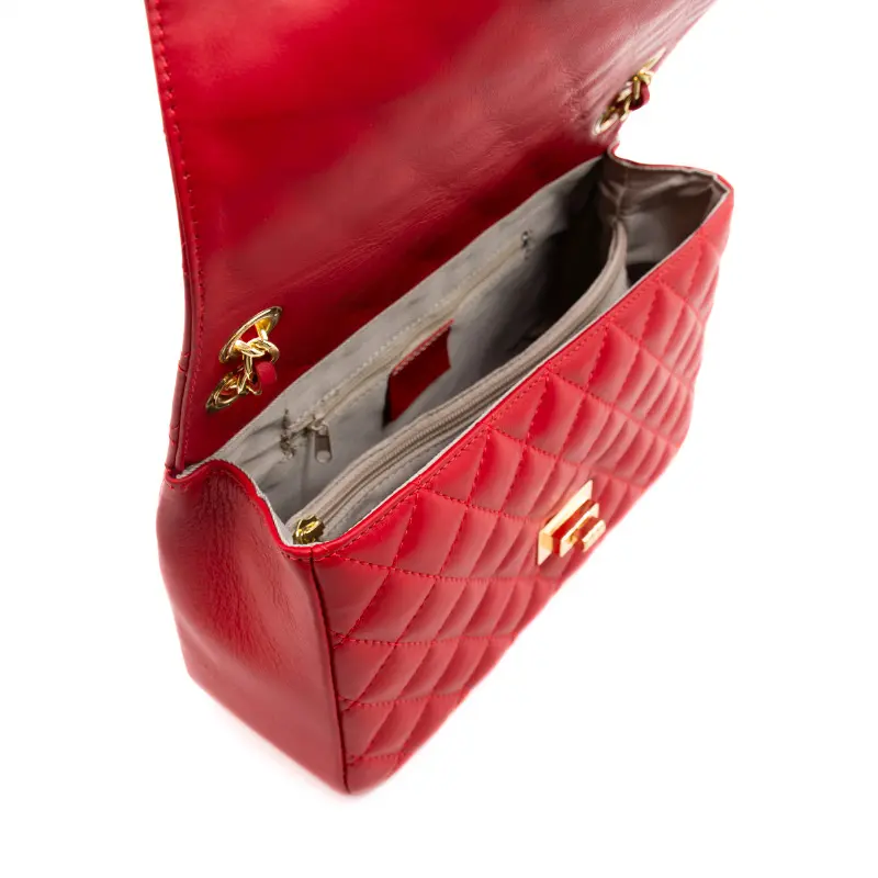 classic m red shoulder leather bag interior