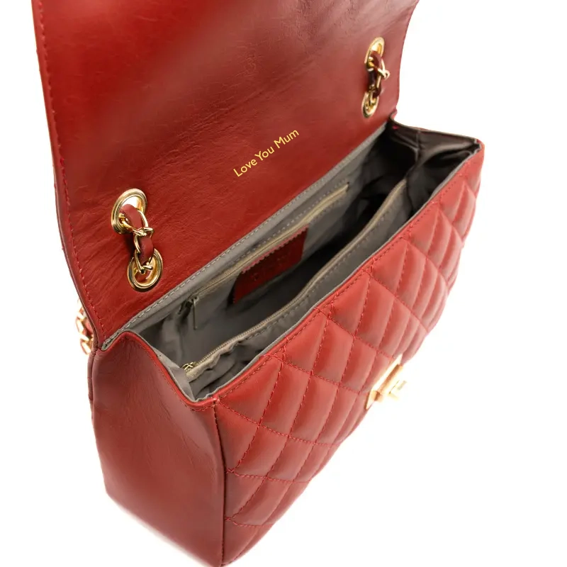 classic m red shoulder leather interior gold personalization