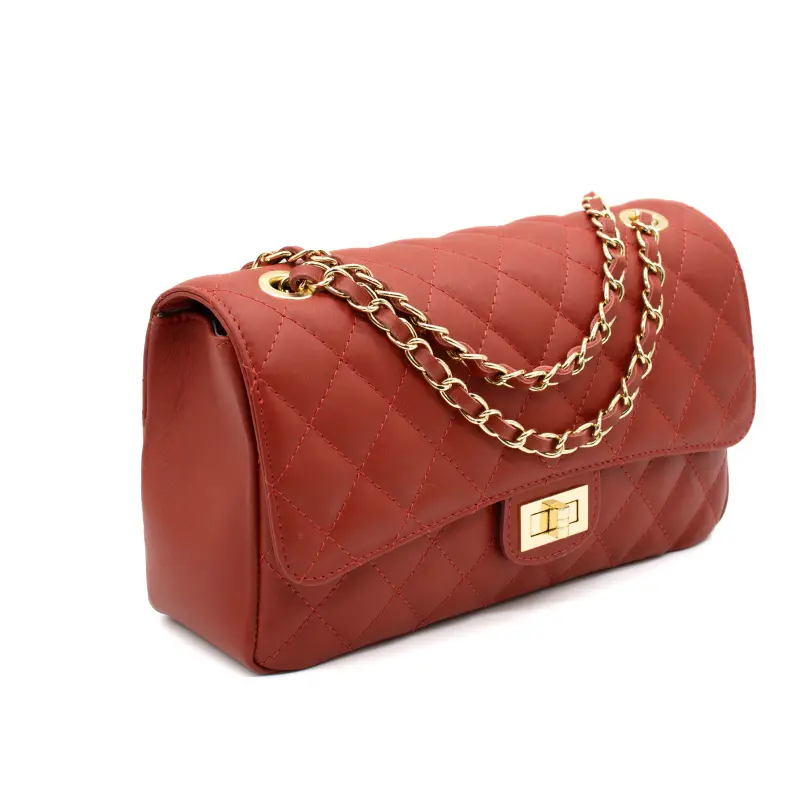 classic m strawberry shoulder leather bag side