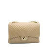 classic stripes xl beige shoulder bag gold personlization