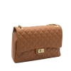 classic xl camel shoulder leather bag side