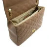 classic xl taupe shoulder leather bag interior detail