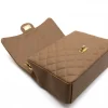 classic xl taupe shoulder leather bag layed