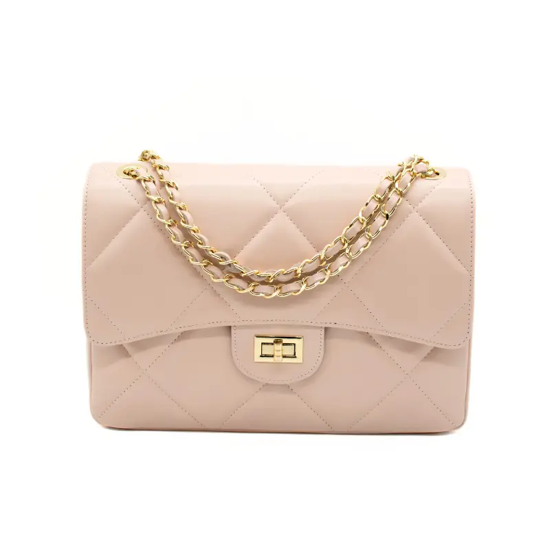 classy xl shoulder leather bag pink