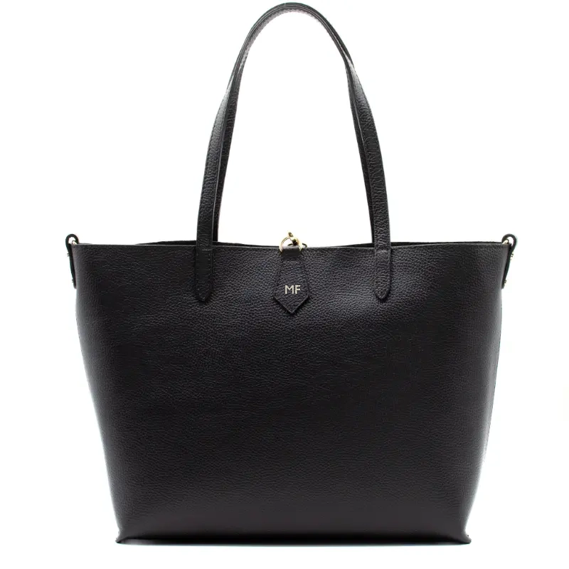 eva black tote leather bag silver personalization