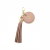 fringe nude leather bag key holder gold personalization