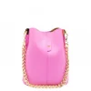 jessie pink leather bucket bag gold personalization