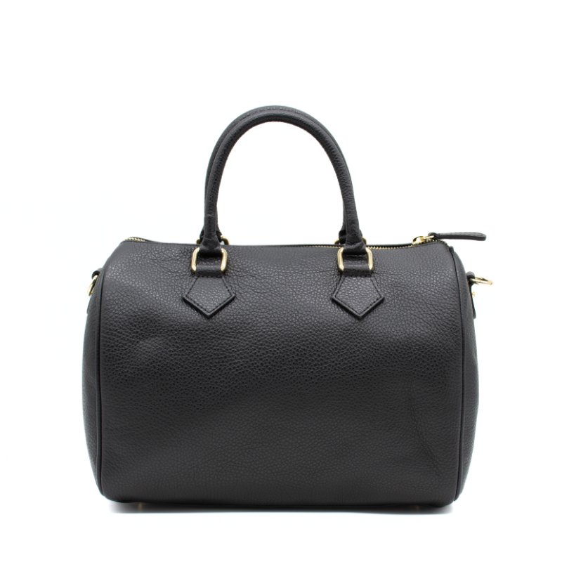 katy black leather handbag back