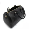 katy black leather handbag interior