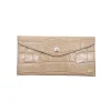 katy croco taupe card holder leather wallet gold personalization