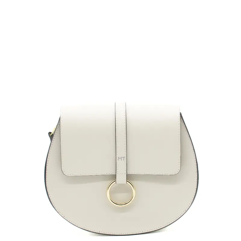 loop beige leather shoulder bag silver personalization