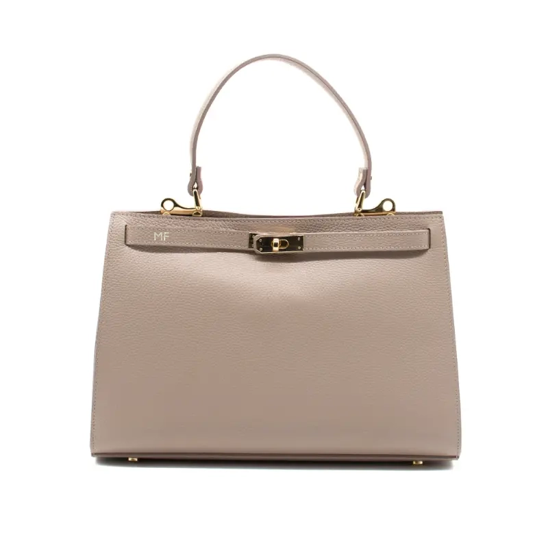 sophia nude leather handbag silver personalization