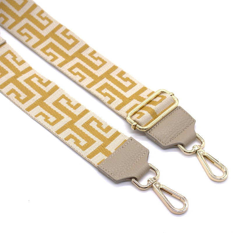 geo yellow taupe guitar bag strap detail