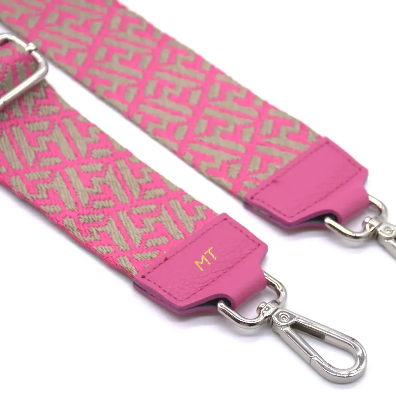 spot fuschia guitar bag strap gold personalization