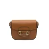 horsy dark camel crossbody leather bag