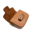 horsy dark camel crossbody leather bag layed