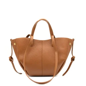 louise camel leather handbag front opened