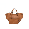 mag camel leather handbag interior bag