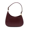 moon burgundy shoulder leather bag