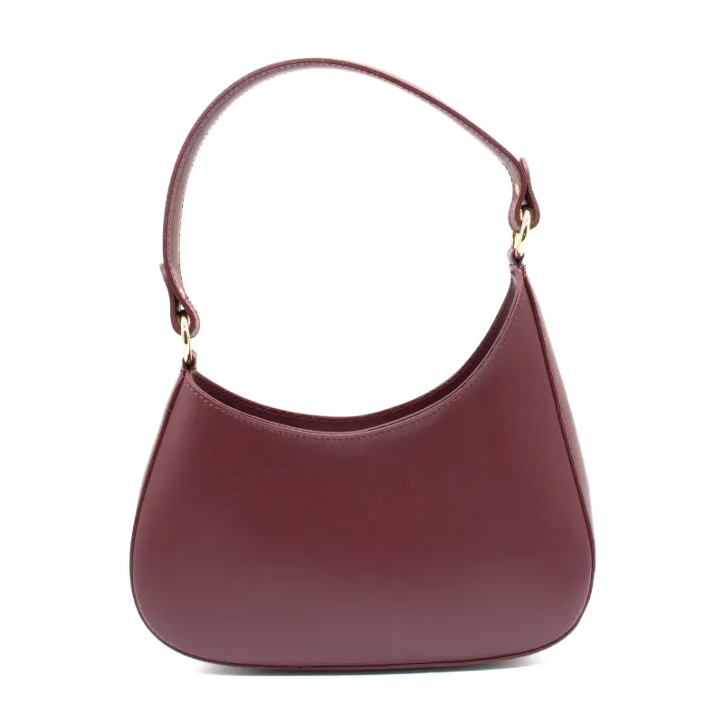 moon burgundy shoulder leather bag back