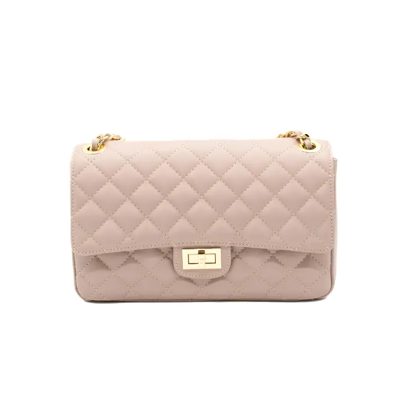 classic m nude shoulder leather bag front