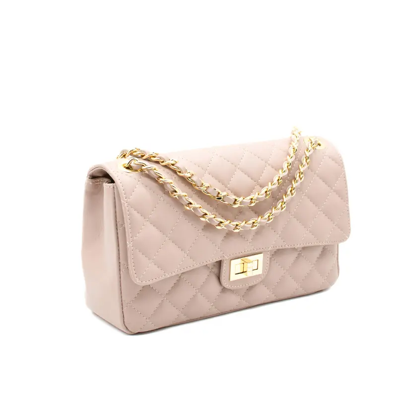 classic m nude shoulder leather bag side