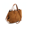 mag suede camel suede handbag closed side