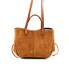 mag suede camel suede handbag closed straps