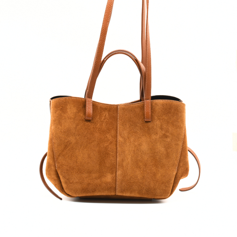 mag suede camel suede handbag closed straps