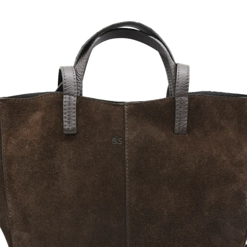 mag brown suede bag personalized