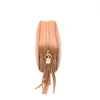 bb camel leather crossbody bag zip detail