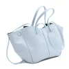 mag blue leather handbag side