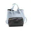 mag blue leather handbag interior bag