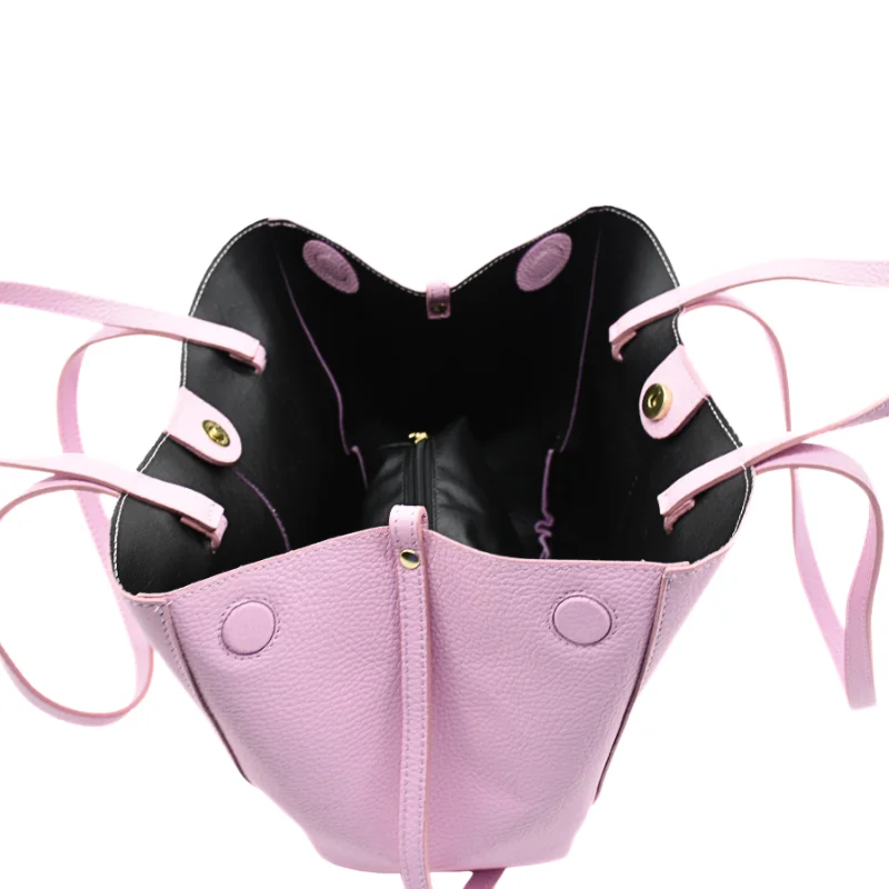mag pink leather handbag interior side mag pink leather handbag interior side