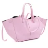 mag pink leather handbag side