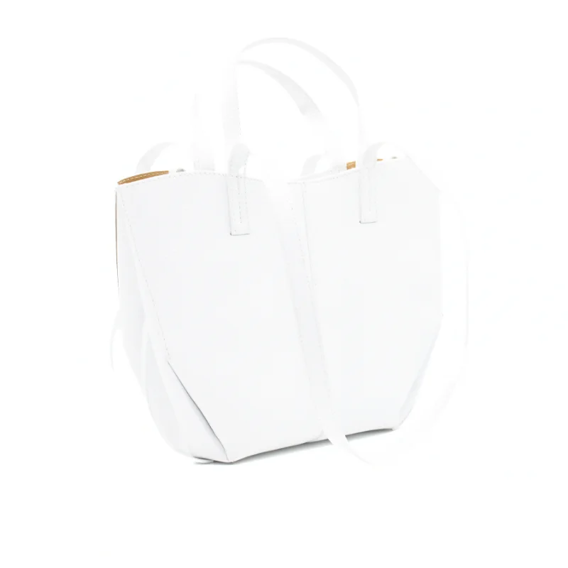 mag white leather handbag closed side mag white leather handbag closed side