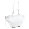 mag white leather handbag opened side
