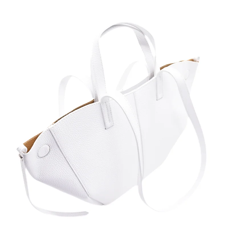 mag white leather handbag side mag white leather handbag side